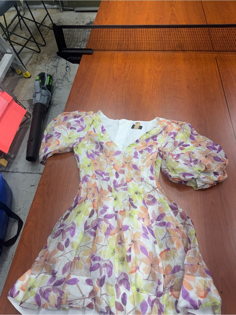 Bardot Floral V-Neck Dress in Purple, Peach & Lime